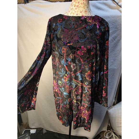 ECI Dresses & Skirts - ECI Mini Dress Rainbow Burnout Velvet Bell Sleeves Whimsigoth Dark Fairy Grunge